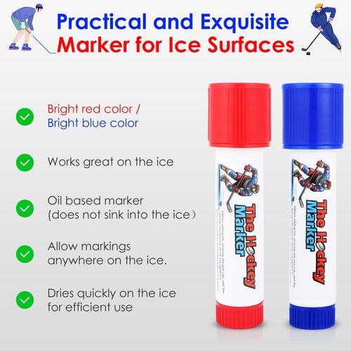 Hockey Pucks Marking for Writing on the Ice, hockey training, Ice Hockey Accessories for Hockey Coach, 3 PCS Waterproof Oily Ice Hockey Marker with Box, Good Helper for Ice Hockey Practice(Blue)
