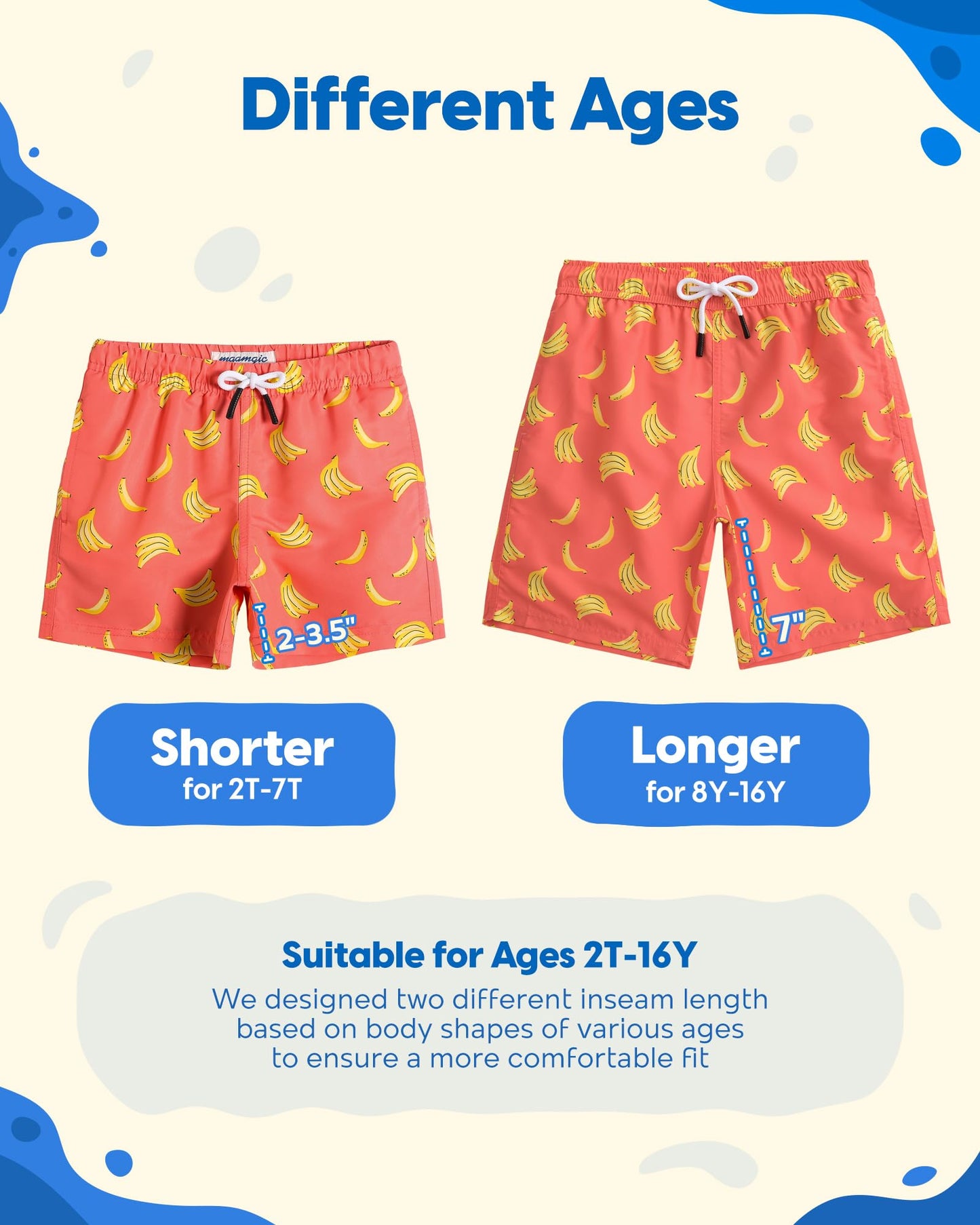 maamgic Boys Swim Trunks Toddler Swim Shorts Little Boys Bathing Suit Swimsuit Toddler Boy Swimwear,Banana Orange,14 T