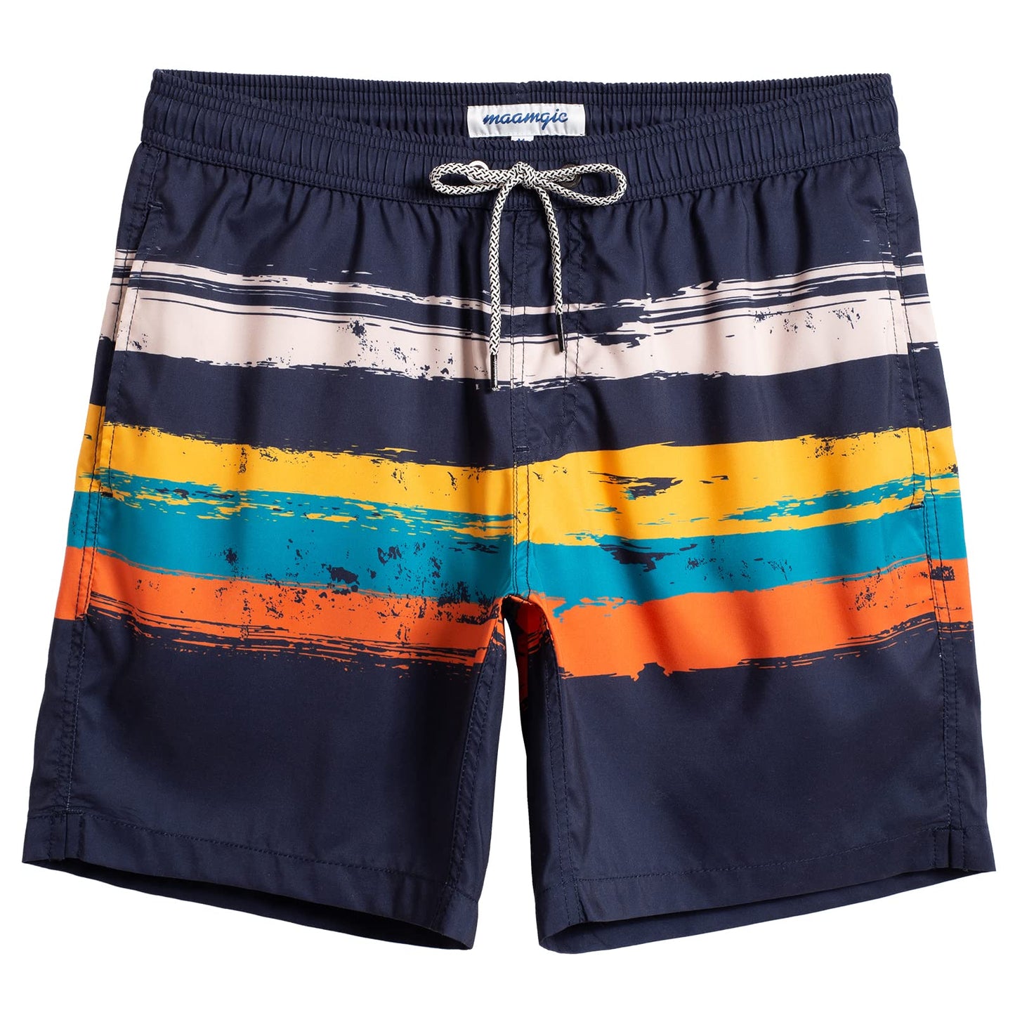 maamgic Mens Swim Trunks Quick Dry Swim Shorts with Mesh Lining Funny Swimwear Bathing Suits 7inch Flamingo N Tree Blue X-Small