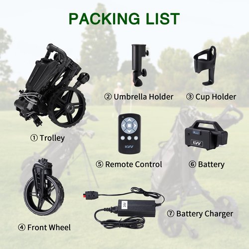 KVV Electric Golf Push Cart with Remote Control, Smallest Folding Size, Suitable for All Terrains, Lightweight and Super Compact Electric Golf Cart