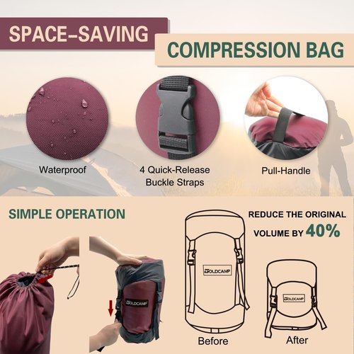 GoldCamp Outdoor Storage Stuff Sacks, Camping Gear Organizer (Red, XXXL)