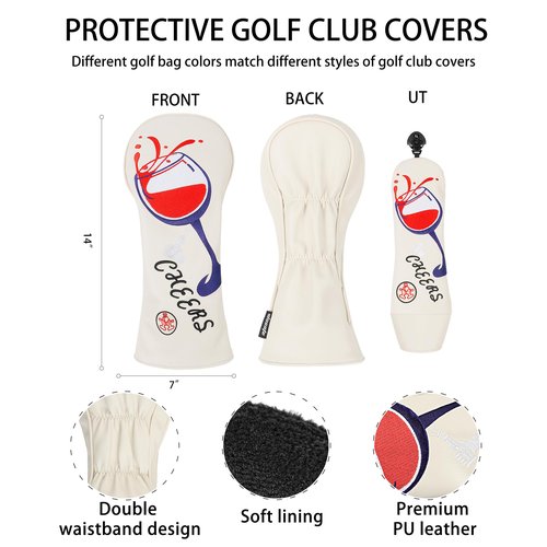 Golf Stand Bag Lightweight Small Golf Bag with Dual Strap Easy Carry 2 Way Dividers Multiple Pockets Golf Gun Bag with 2 Golf Wood Head Covers (Black)