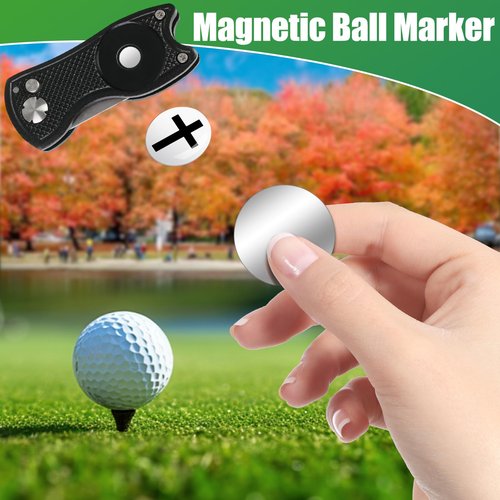 Golf Divot Repair Tool with Magnetic Ball Marker - Stainless Steel Foldable Divot Tool & Golf Divot Tool Featuring Cross Design for Faith-Based Golfers | Perfect for Greens Repair & Swing Training