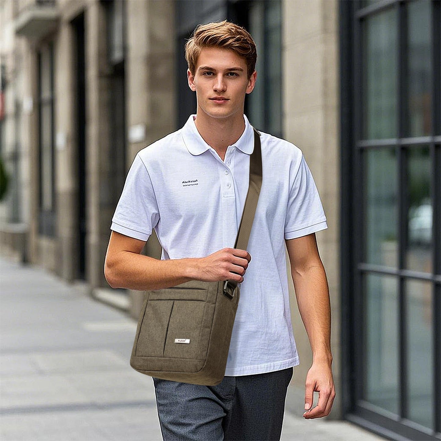 KL928 Men's Messenger Bag - Crossbody Shoulder Bags Travel Bag Man Purse Casual Sling Pack for Work Business (Brown)