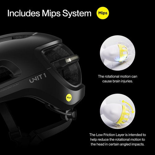 UNIT 1 Aura Hybrid Smart Bike Helmet | Urban & Road | MIPS | LED Front & Rear | Turn & Brake Light Compatible w/Remote | Crash Alert | Certified | Lightweight & Ventilated | iOS & Android App