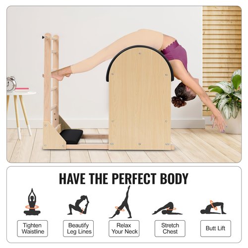 apdale Ladder Barrel Pilates Equipment, Pilates Barrel Ladder Barrel Exercise Equipment for Home Workout Yoga Fitness Gym Strength and Flexibility Use