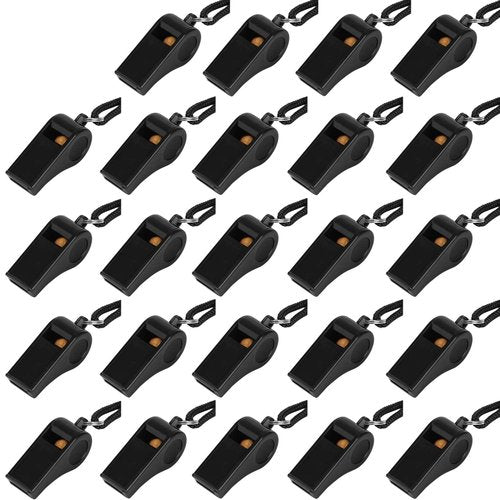 Fya Whistle, Plastic Whistle with Lanyard, Loud Clear Black Whistles Bulk Great for Coaches, Referees, and Officials