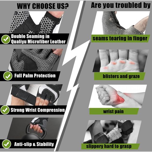 Kenspeed Workout Gloves Gym Gloves for Men and Women Weight Lifting Gloves with Wrist Support Full Palm Protection Breathable for Trainning, Cycling, Pull-ups, Rowing, Climbing (White, Large)