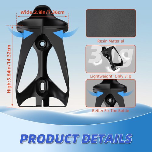 CITOOTY Bike Water Bottle Holder - 2 Pcs Ultralight Bicycle Cup Holder Cage with Screws Tool, Universal Resin Cycling Bottle Rack Brackets for Road MTB Mountain Bike, Fits for 2.75-3.94" Diameter Cup