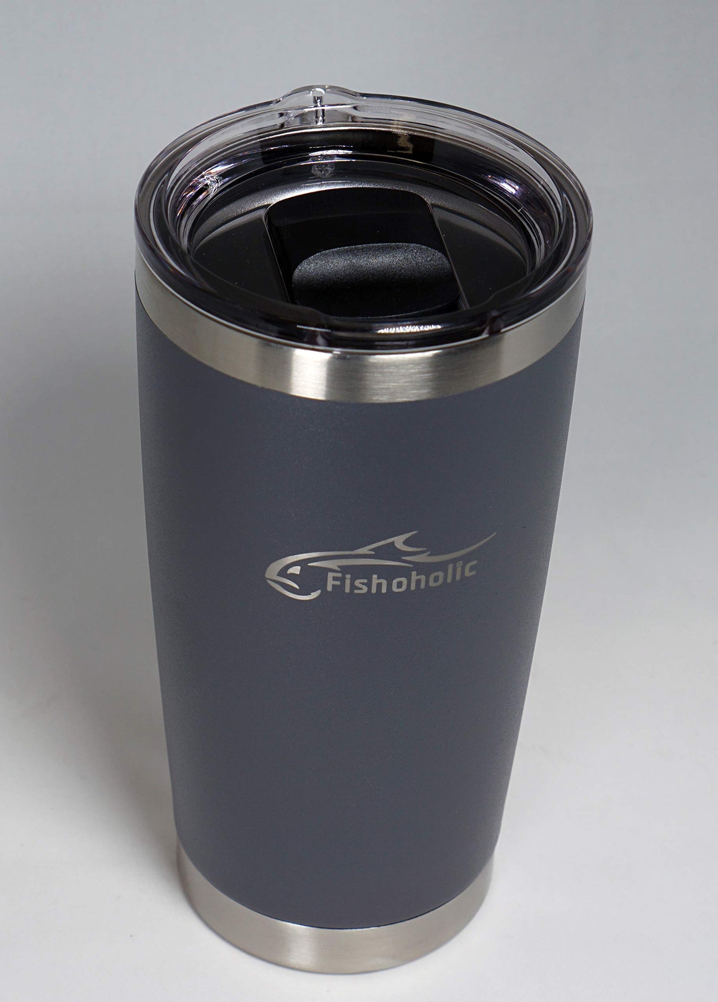 Fishoholic 20oz or 30oz Tumbler w Magnetic Slide Lid for Hot & Cold Drinks, Stainless Steel, Double Wall, Vacuum Insulated, Mug Glass Cup