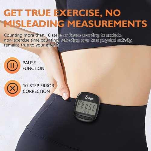 Pedometer for Walking Simple Step Counter Accurate Step Tracker Pedometer Clip On with 7 Days Memory Distance Miles/Km, Calorie Counter, Clo (Black)