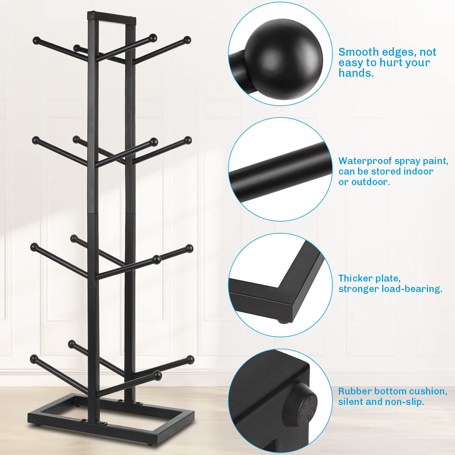 Fitlyiee Basketball Organizer Iron Ball Rack for Home Garage (Black)