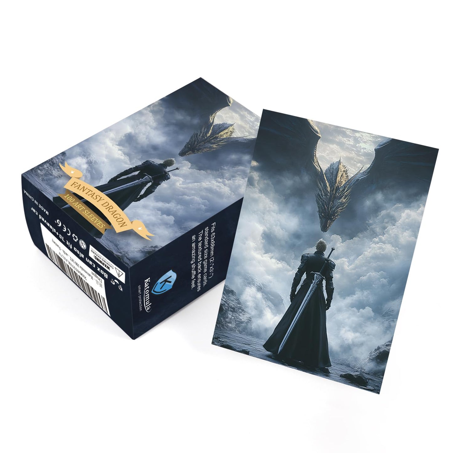 Katomula 100 MTG Card Sleeves with 100 Inner Sleeve, Textured Back Art Sleeves, Fit Standard Size Cards - Fantasy Dragon