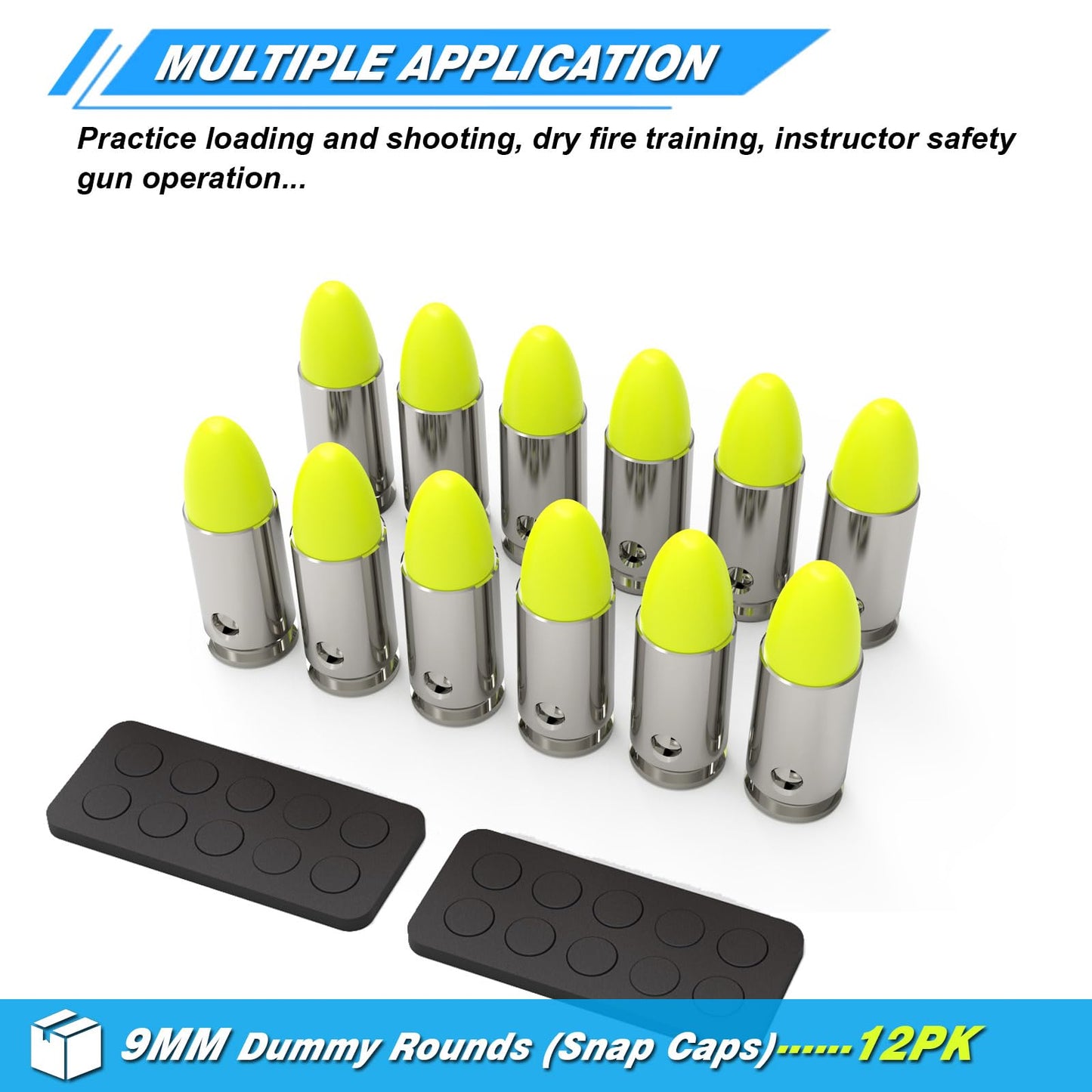 Artemis 9mm Snap Caps Dummy Rounds Practice Rounds - Closed Weight & Precise Size for Safe Firearm Training, Fault Diction Test and Dry Fire Practice（ 12Pcs ）