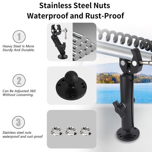 Trolling Motor Stabilizer Mount Support for Minn kota Terrova/Riptide Terrova/Ulterra/PowerDrive, Tough-Claw Boat Trolling Motor Bracket Reduce Bounce, 360° Adjustable, Fits to 0.6" to 2" Diameter Bar