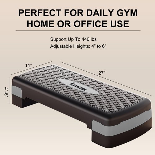 Step Aerobic Platform, Exercise Step with levels Adjustable Height, Stackable Risers, Fitness Training Workout Stepper for Home Gym, Cardio Strength