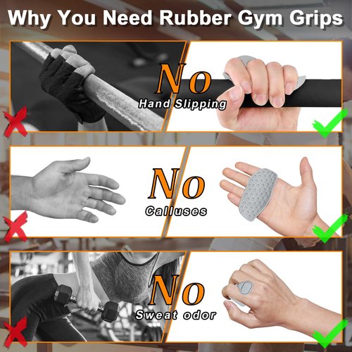 DecrPlus Rypt Grip for Weight Lifting Deadlift Rows-Rubber Anti-Slip Ergonomic Lifting Gloves for Men and Women Training Palm Protectors for Gym Intensive Training and Exercise ﻿ (Grey)