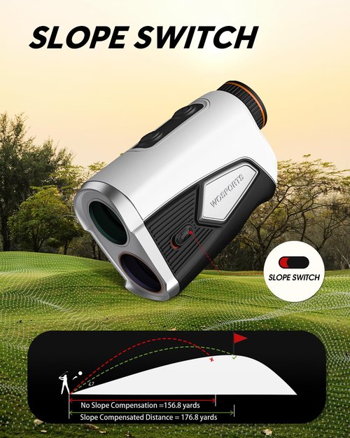 WOSPORTS 1500-yard Golf Rangefinder with Slope, 7X Magnification, Pin Lock Vibration Range Finder(Feet/Meters/Yards), Magnetic Mount, Rechargeable