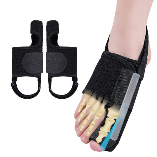 Deedlite Recovist Bunion Brace for Women & Men, Bunion Corrector Big Toe Straightener, Reduce Pain Correct Toe Alignment for Left & Right Foot (A, Black, 1 Pair)