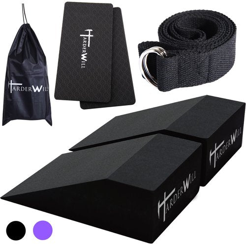 Harderwill 5 In 1 Yoga Foam Squat Wedge Blocks for Calf Stretching Yoga Wrist Support Fitness Pilates with Gym Bag