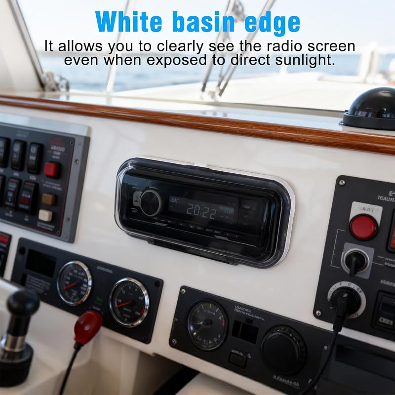 Herdio Marine Radio Cover, Water-Resistant, Smoke-Tinted Flip-Open Door