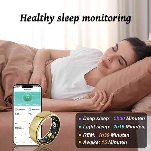 Smart Ring for Women Men,Birthday Gifts for Women Men - Health & Activity Tracker with Heart Rate,Sleep Monitoring/Blood Oxygen/Motion Tracking,Waterproof & No Subscription Required Gold 9