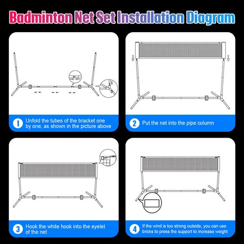 Zhehao 16.5 ft LED Badminton Net Volleyball Net with LED Light Foldable Nylon Net with Adjustable Height Poles for Tennis Indoor Outdoor Backyard