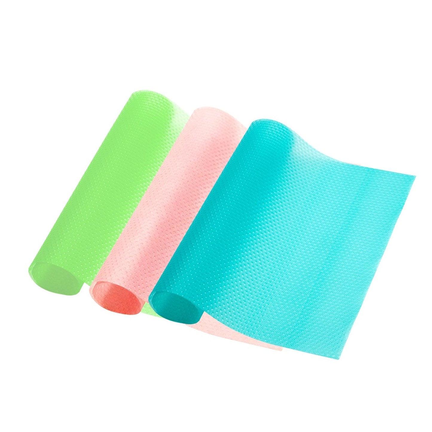 6 Pack Fridge Shelf Liners, Washable Waterproof Refrigerator Mats for Glass Shelves, Non‑Slip Drawer Cabinet Cupboard Covers, Cut‑to‑Fit, Reusable, 3 Colors (Pink/Green/Blue), Anti‑Spill Liner Pads
