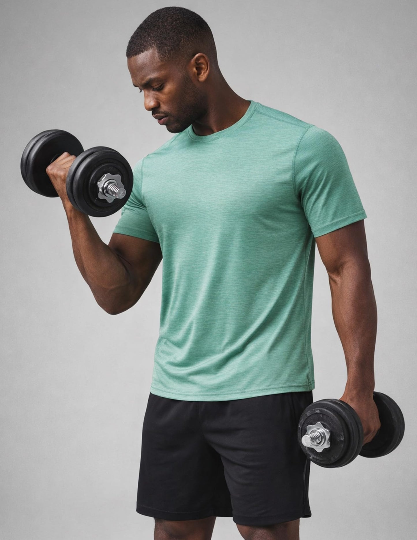 5 Pack Men’s Active Quick Dry Crew Neck T Shirts | Athletic Running Gym Workout Short Sleeve Tee Tops Bulk (Set 10, Medium)
