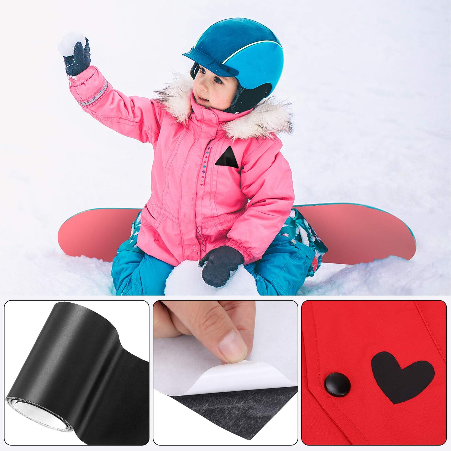 WILLBOND 3x79 Inch Nylon Repair Patches Nylon Patches for Jackets Self Adhesive Repair Tape Waterproof Kit Fabric Clothing Kit for Down Jacket, Tent, Umbrella, Clothes, Bags(Black)