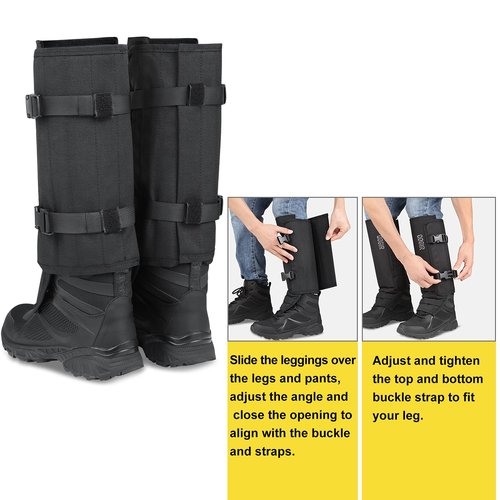 NatureBlend Leg Gaiters Hunting Gaiters, Adjustable Snow Boot Gaiters, Waterproof Snake Gaiters for Hiking Walking Skiing (Black)