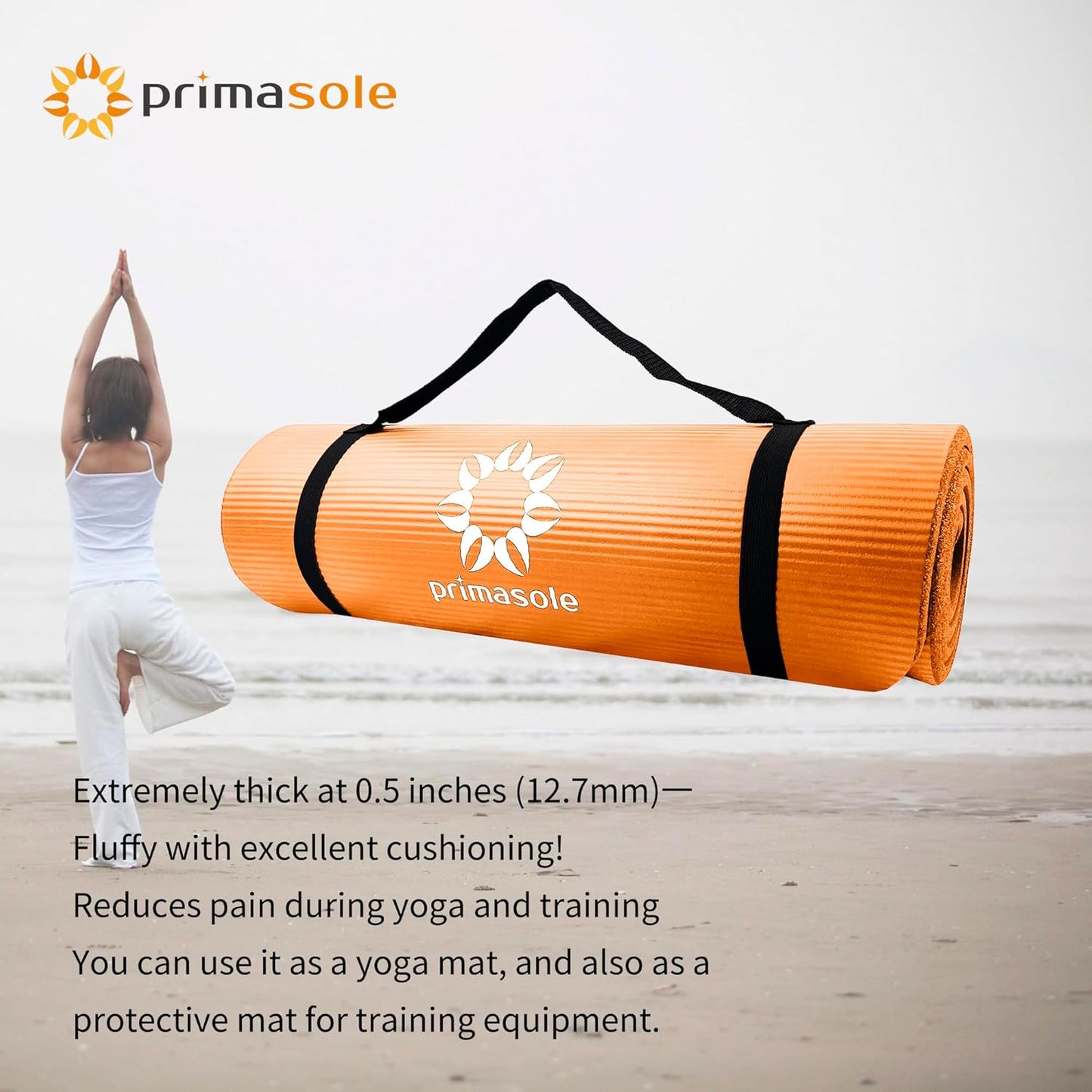 1/2-Inch Extra Thick NBR Yoga Mat with Enhanced Stability - Textured Design, Lightweight Mat with Carrying Strap & Case for Yoga, Pilates, Gym & Home Use (Multiple Colors)