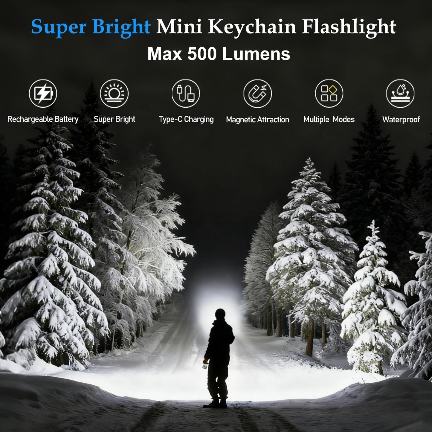 VOHIVI 2PACK EDC Keychain Flashlight - Super Bright Mini Keychain Light with Hat Clip, Magnetic Base, Rechargeable Small Pocket Flash Lights for Emergency,Outdoor Activities,Walking Dog