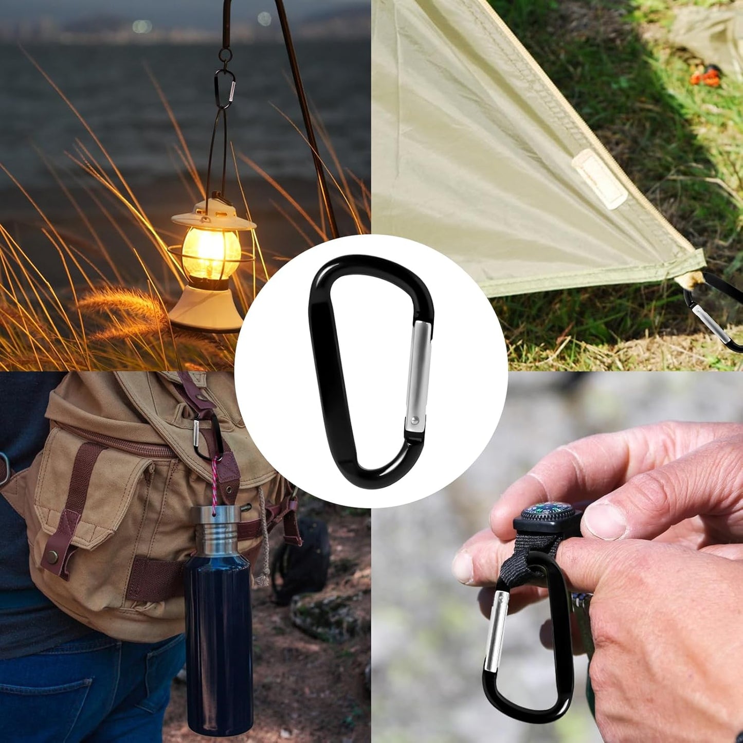 12PCS Aluminum Carabiner Clip - Carabeaner D Ring Shape,Spring Snap Key Chain Clip Hook,Keychain Clip,Multipurpose for Camping, Hiking,Backpacking or Other Outdoor Activities, Black.