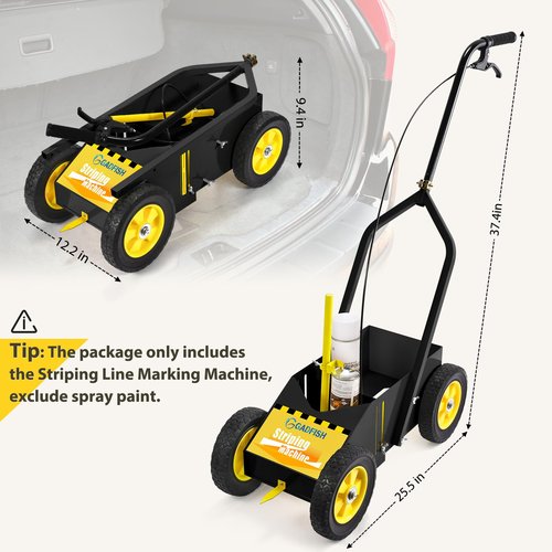 GADFISH Heavy Duty Striping Line Marking Machine, Compatible with Inverted Marking Spray Paint, Parking Lot Striping Machine for Fast and Accurate Marking, Line Striper - Black