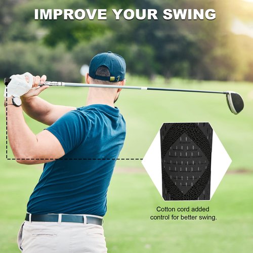 MAZEL Cord Rubber Golf Grips for Men - 10 Pack,All Weather Control Golf Club Grips Standard/Midsize,High Feedback & Traction (Midsize, White Black,10 Grips)