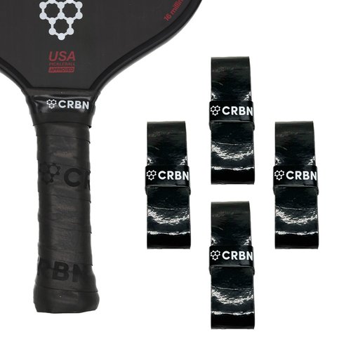 CRBN Drytec™ Overgrips - Pickleball Paddle Grip Tape - Absorbs Shock & Moisture - 4-Pack, Black
