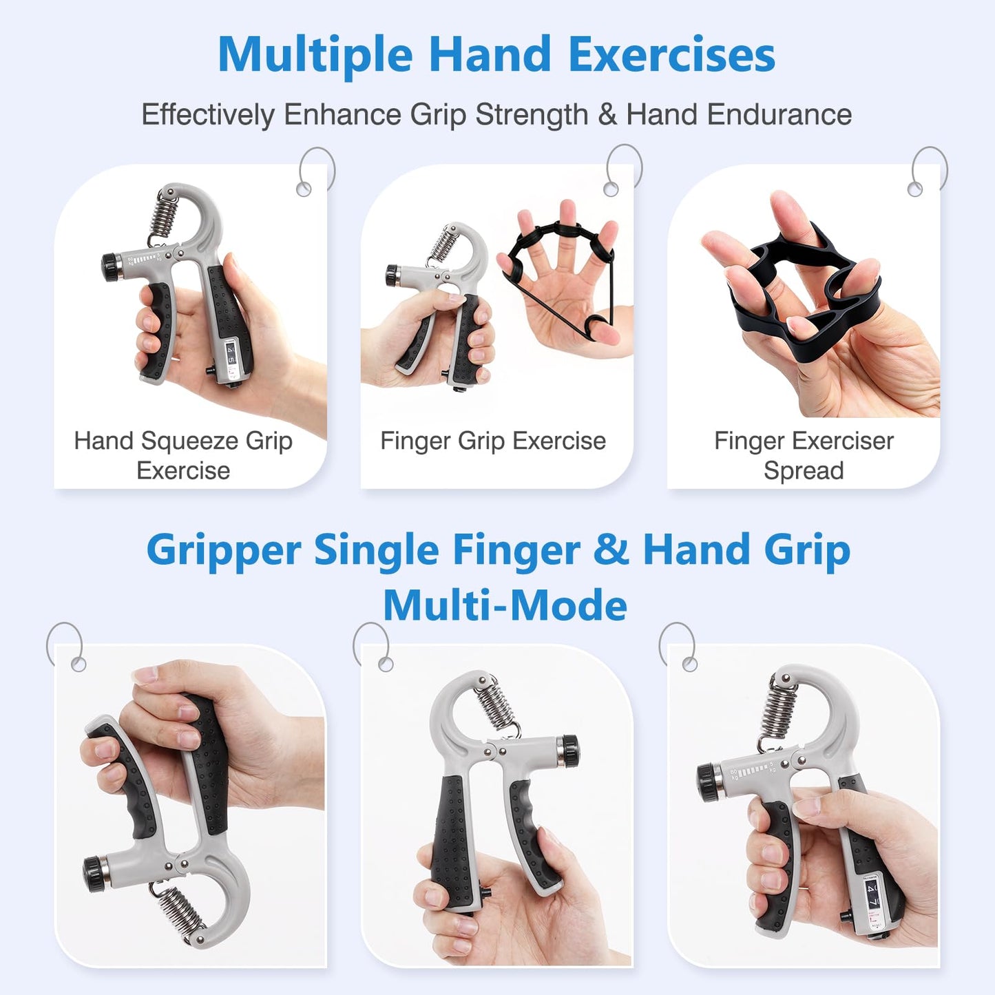 CYFIE Hand Grip Strengthener with Counter, 10-132 lbs Adjustable Resistance, Grip Strength Trainer Kit with Finger Exerciser & Storage Bag - Forearm Strengthener for Muscle Building, Injury Recovery & Athletes