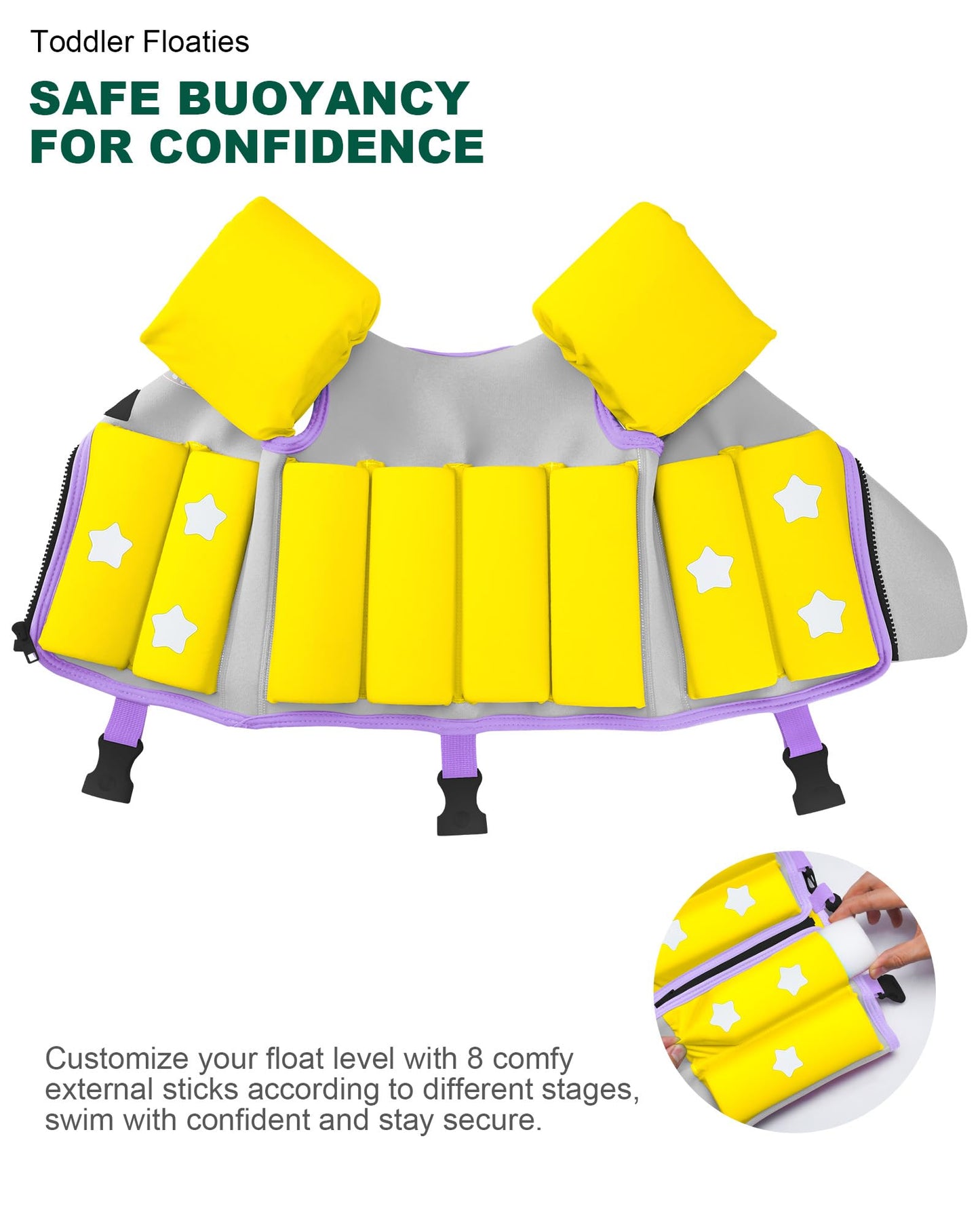 AEOCOO Kids Pool Floaties 1-2-3-5-7-9 Years Old, Toddler Swim Vest 20-30-50-70 Pounds, Comfortable Extended Wear Kids Float Jacket with Crotch Strap, Bright Design and Unpadded Sides, Purple