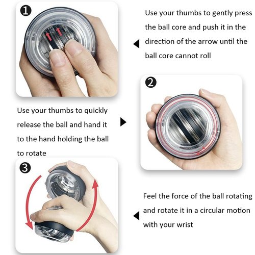 Dagiik CuraBall Hand Exerciser - Auto-Start Wrist Power Gyro Ball with LED Lights, Progress Counter, Adjustable Resistance Curaball Torque Balls, Cura Ball Hand Balls Gripping for Arm Fingers Wrist
