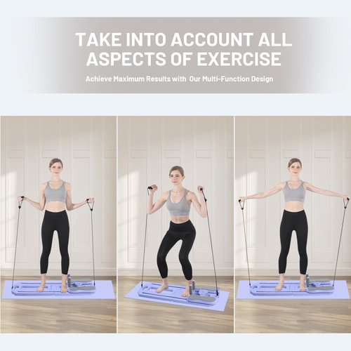 Pilates Board, 2025 Pilates Reformer Set, 5 in 1 Multifunctional Abdominal Board, Portable Ab Core Trainer, Foldable Pilates Reformer Board for Home, Blue