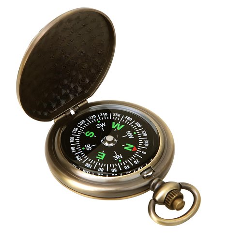 aiGear Retro Pocket Compass, Copper Alloy Compact Portable Waterproof Design for Hiking, Climbing, Camping, Collection and Gift