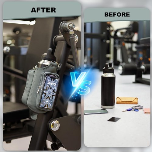 Magnetic Gym Bags for Men & Women with Adjustable Strap,Magnetic Bag Company Water Bottle Holder for Travel, Work,Sports,Water Bottle Sling Bag with Pocket (Gray)