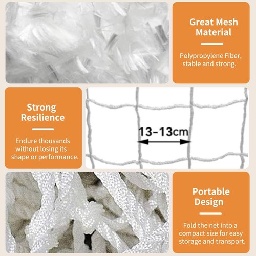 Soccer Net, Soccer Goal Replacement Net for 24x8ft, 12x6ft, 8x6ft and 6x4ft, Full Size Football Goal Post Netting, Adults and Youth Soccers Practice (24X8FT)