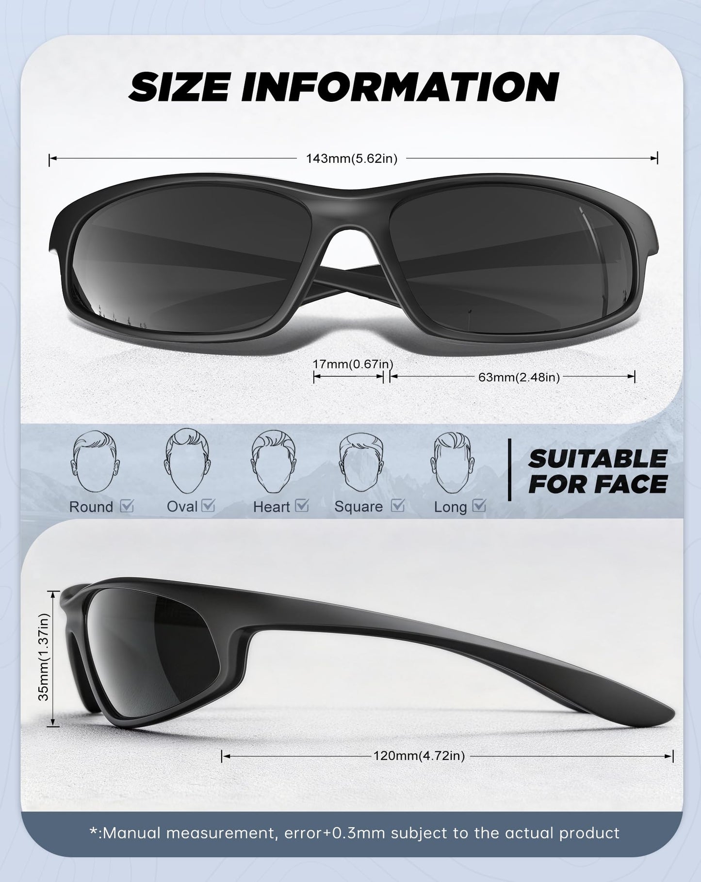 KALIYADI Mens-Sunglasses Polarized Sunglasses-Men Sports: Sport Sun Glasses for Running Cycling Fishing with UV Protection
