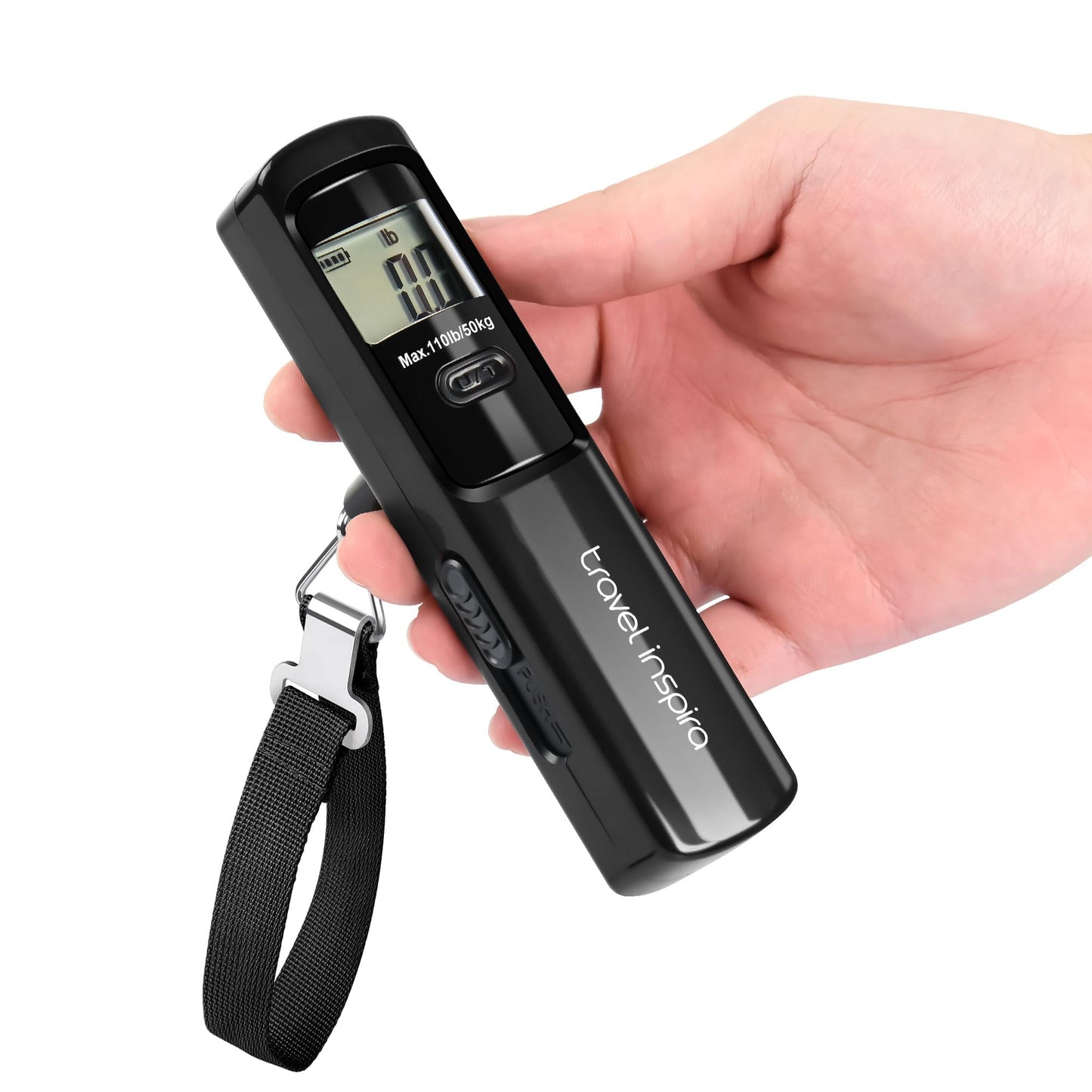 Battery-Free Luggage Scale – No Batteries Needed, Portable Digital Hanging Suitcase Weight Scale for Air Travel & Checked Bags, 110lb/50kg, LCD Display, Compact Travel Accessory