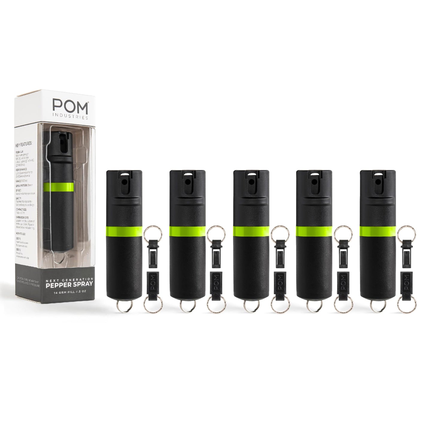 POM Premium Pepper Spray Keychain, Quick Release Access Flip Top Safety, Police Grade OC Formula with UV Marking Dye, 25 Precision Bursts, 10 Foot Effective Range, Made in USA