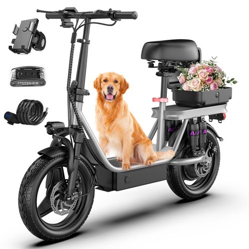 700W Peak Electric Scooter with Seat, Electric Scooter for Adults&Teens,30 Miles 25mph Foldable Commuter Ebike, Adjustable EScooter with Box (Gray Pro+Shock-Absorb Seat+ Phone Holder)