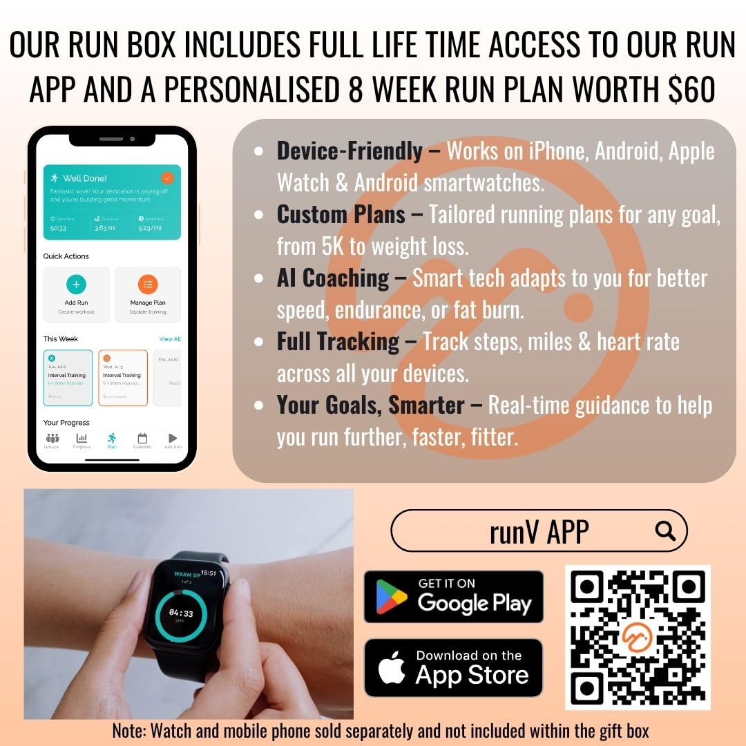 Vorlich® Running Gift Box, 13 Essential Items for Runners, Includes Run App, 8-Week Run Plan, Running Belt, LED Headtorch, Water Bottle & More