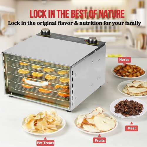 Electric Food Dehydrator 5 Trays Stainless Steel 400W Power Fruit Herb Vegetables Meat Dehydrator For Jerky